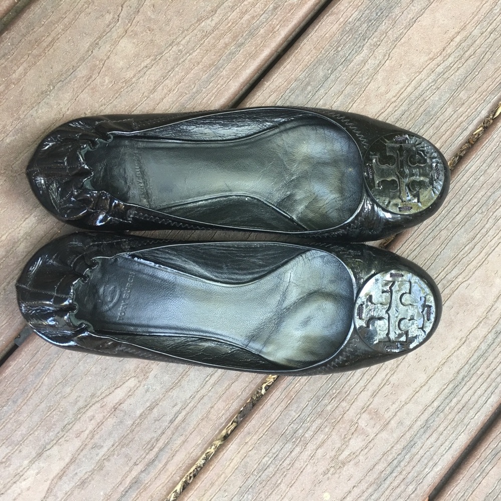 Tory Burch Black Patent Leather Reva Ballet Flats